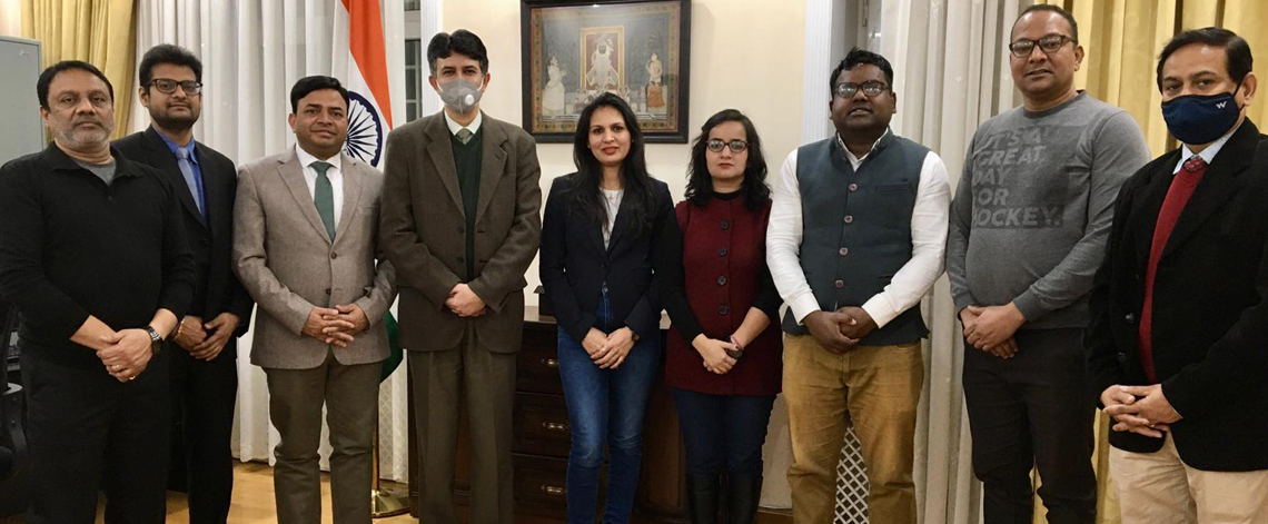 Newly constituted executive committee of India Club Tashkent (ICT) called on Ambassador Shri Manish Prabhat, January 6, 2021