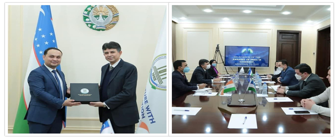 Ambassador Manish Prabhat visited Jawaharlal Nehru Center for IT, Tashkent and met Rector Mr. Makhkamov Bakhtiyor, an ITEC alumnus, 12 February 2022