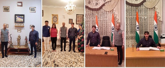 <h2>The Ambassador hosted Turkmen film director Myrat Mollayev whose film won the Outstanding Achievement Award and Best Film of the Month at the Tagore International Film Festival, India.