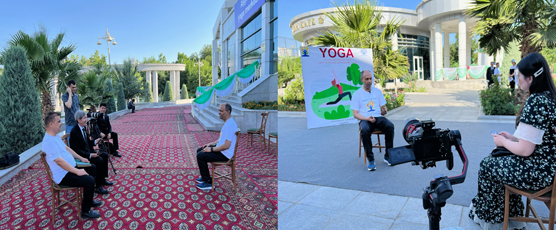 <h2>Ambassador gave interviews to Orient.tm, Turkmenistan TV Channel, and salamnews.tm on the occasion of 8th International Day of Yoga (June 21, 2022)