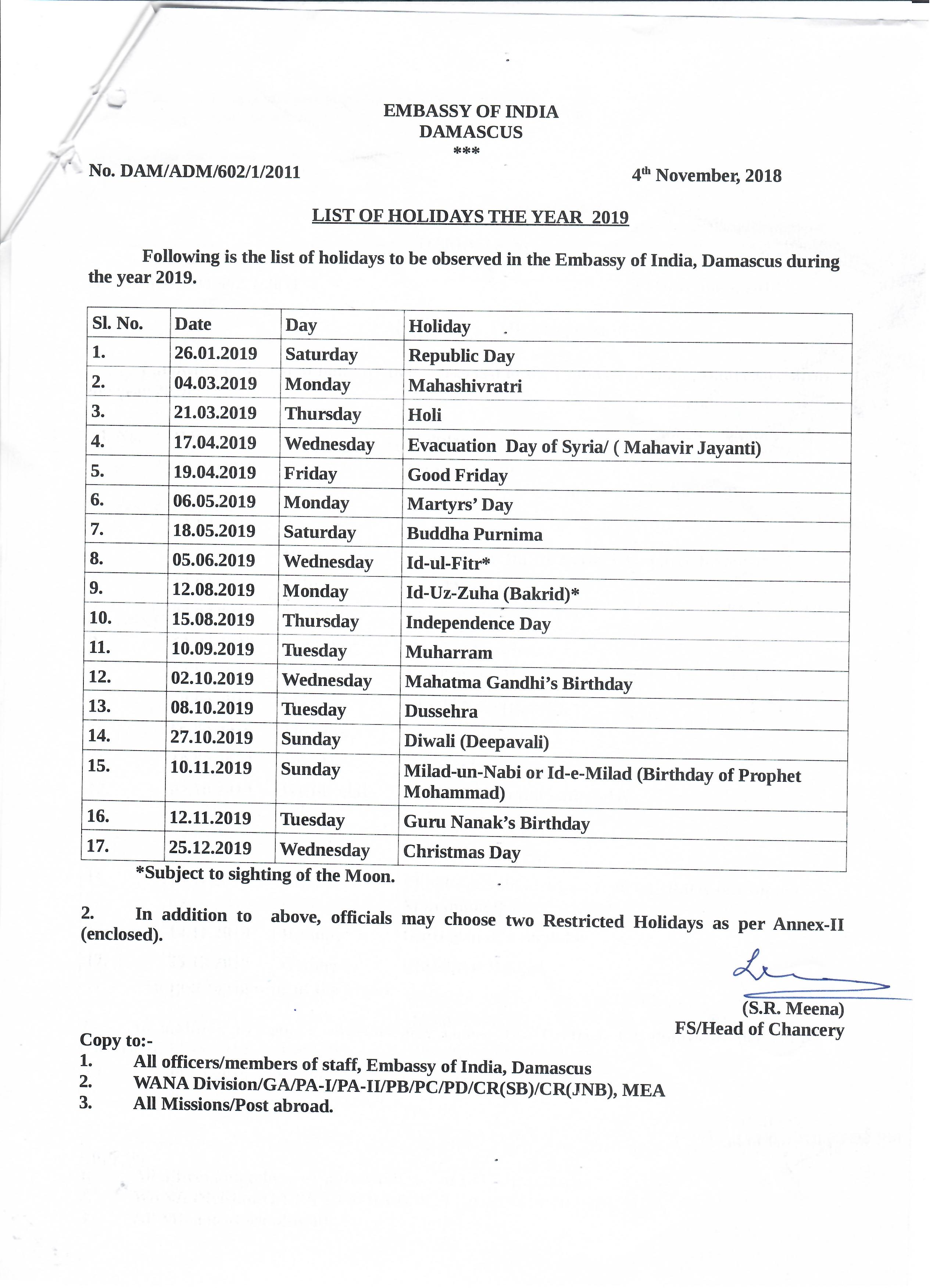 Forex holiday calendar 2019 india