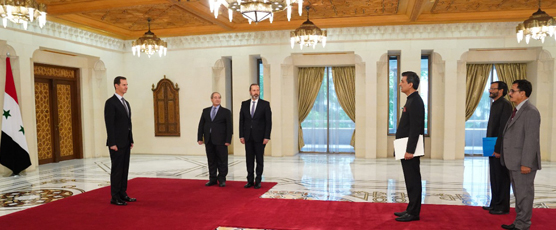 Ambassador M.S. Kanyal presenting his credentials to HE Dr Bashar Al-Assad, President of the Syrian Arab Republic on 26 August 2021
