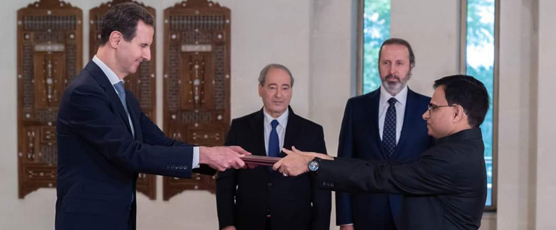 H. E. Ambassador Dr. Irshad Ahmad presented his credentials to H. E. Dr. Bashar al-Assad, President of the Syrian Arab Republic