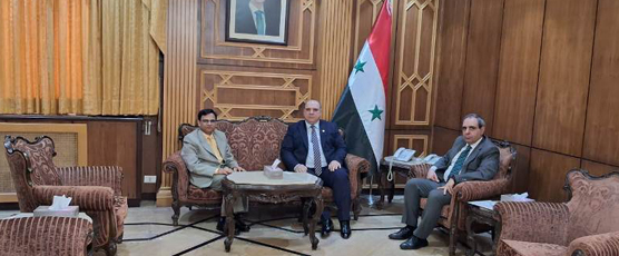 Amb Dr. Irshad Ahmad met Minister of Justice, HE Mr. Ahmad Al-Sayyed. The Minister praised India for its various humanitarian and development assistance to Syria and desired to enhance cooperation on issues of mutual interests
