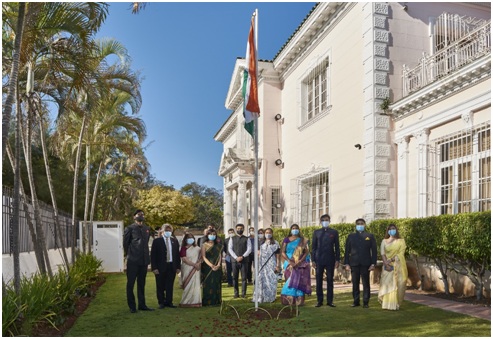Flag hoisting ceremony at Embassy on 73rd Republic Day of India