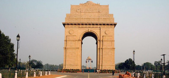 The 42 m high India Gate, an Arc-de-Triomphe like archway in the middle of a crossroad. It commemorates the 70,000 Indian soldiers who lost their lives fighting for the British Army during the World War I. The memorial bears...