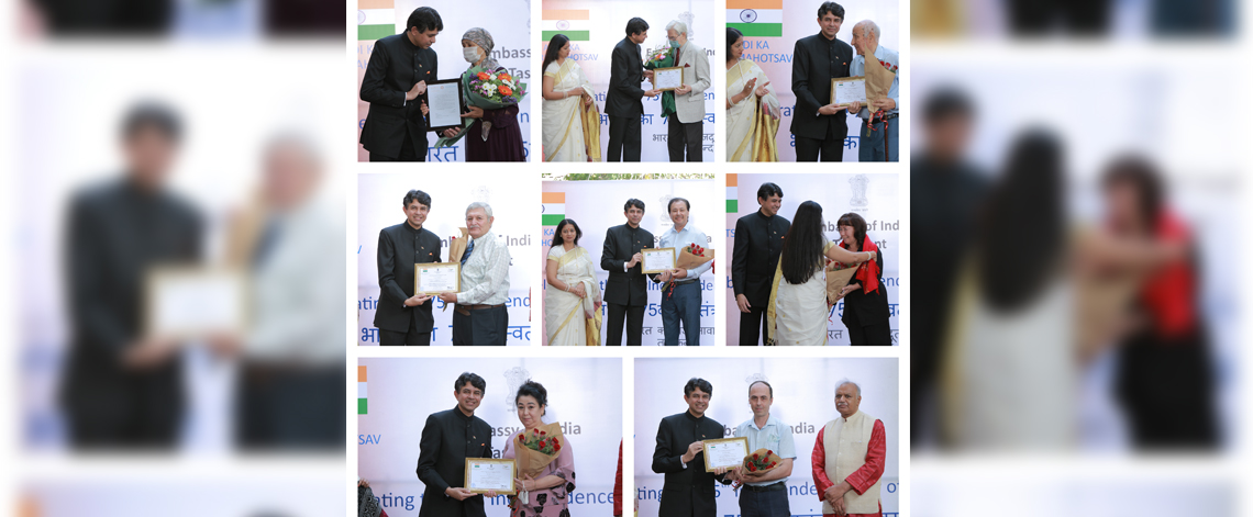 Ambassador Shri Manish Prabhat felicitated prominent Uzbek and Indian personalities who have contributed in strengthening India - Uzbekistan relations, 15th August 2021