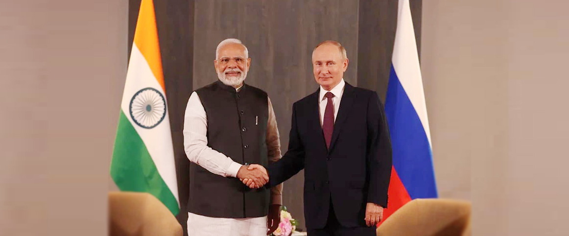 PM Narendra Modi met President Vladimir Putin of Russia on sidelines of the SCO Summit in Samarkand, 16 September 2022