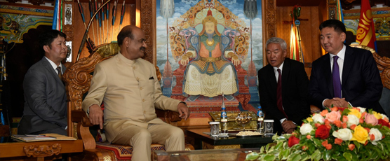 Shri Om Birla, Hon'ble Speaker(Lok Sabha) met H.E. Khurelsukh Ukhnaa, President of Mongolia at State Ceremonial Ger hall during his official visit to Mongolia, on 7 July 2023 to share perspectives on ways to augment cooperation .....