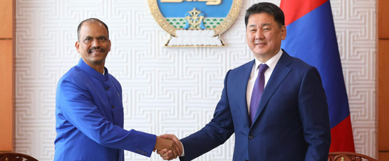 On 26 April 2024, H.E. Mr. Atul Malhari Gotsurve, Ambassador Extraordinary and Plenipotentiary of the Republic of India to Mongolia, presented his Credentials to H.E. Mr. Ukhnaa Khurelsukh, President of Mongolia at State .....